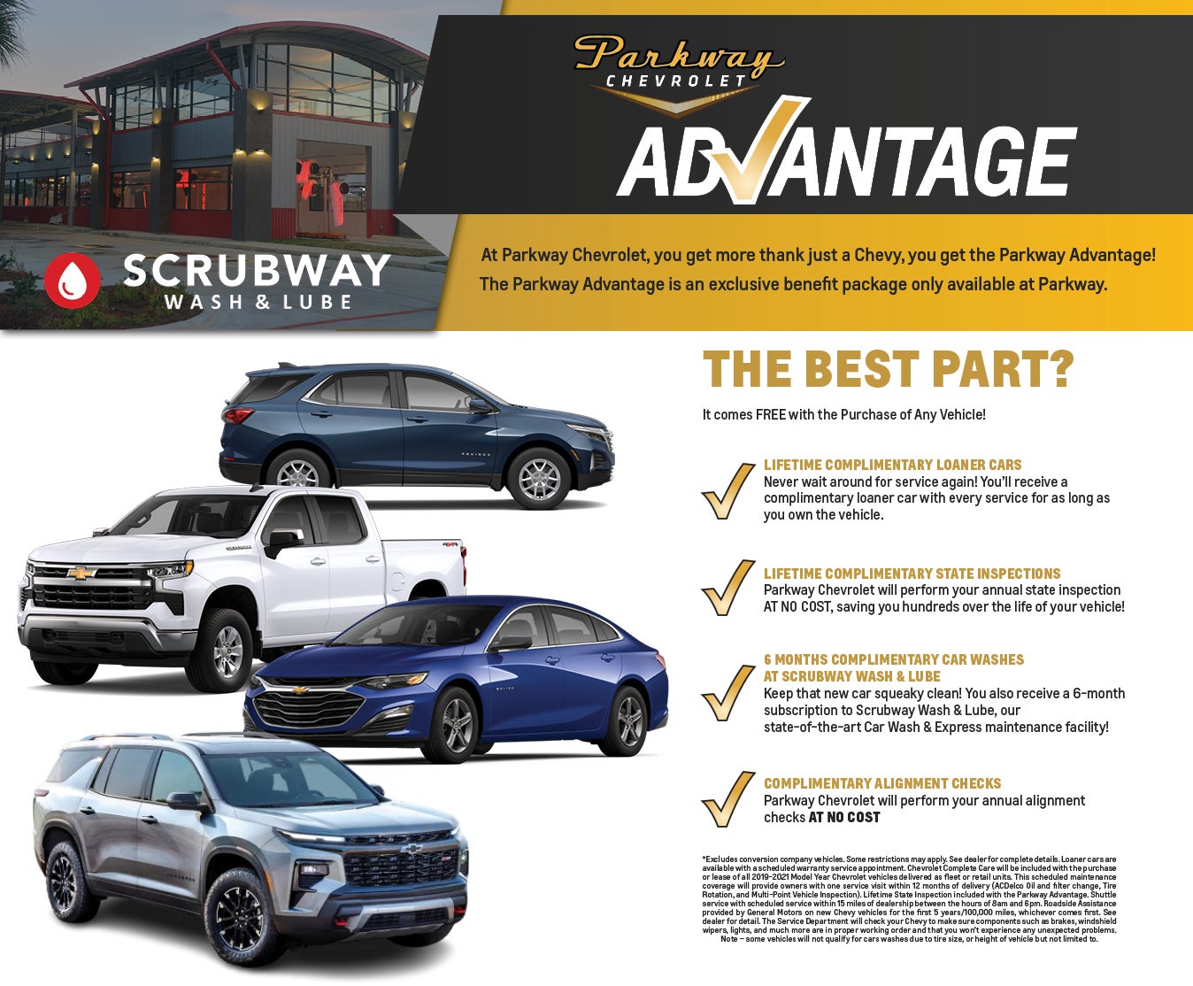 Parkway Chevrolet Advantage: At Parkway Chevrolet, you get more than just a Chevy, you get the Parkway Advantage! The Parkway Advantage is an exclusive benefit package only available at Parkway.