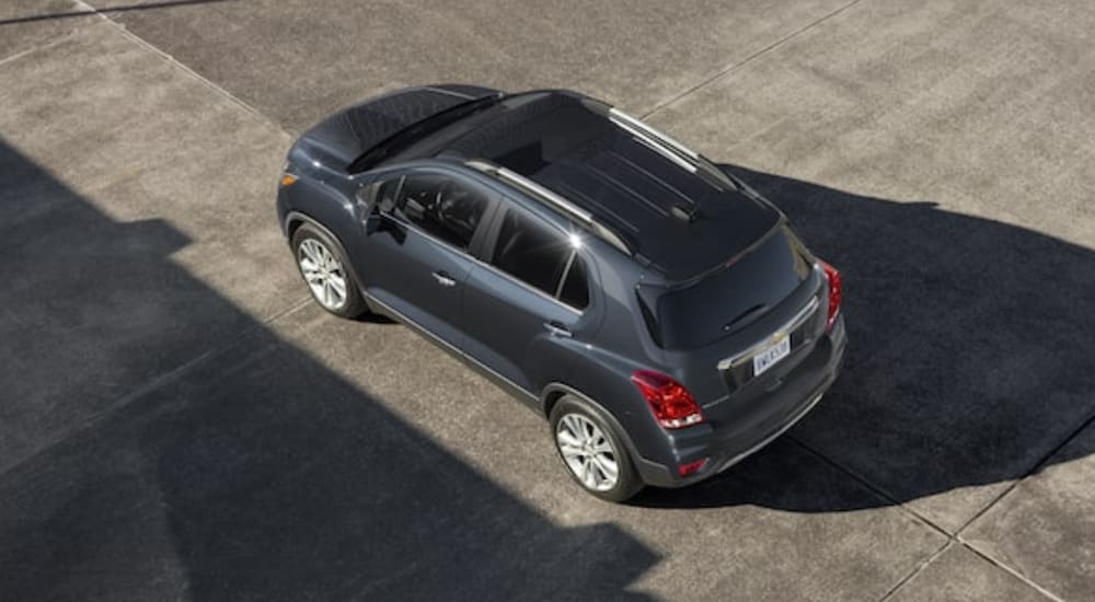 A grey 2020 Chevy Trax is shown parked from above.