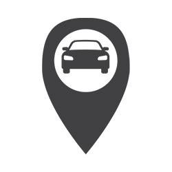 Gray Location Icon with a Car in the Center